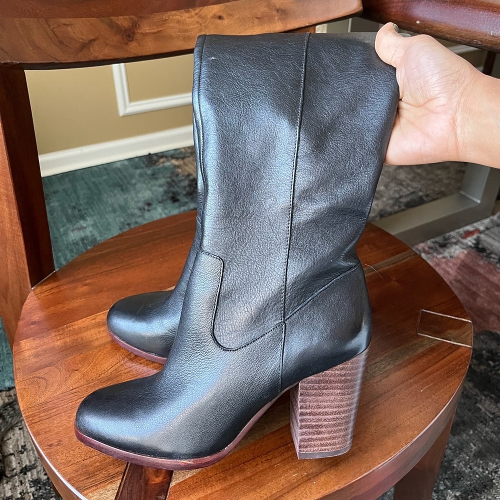 Gianni Bini Black Opulence Knee High Block Heel Boots